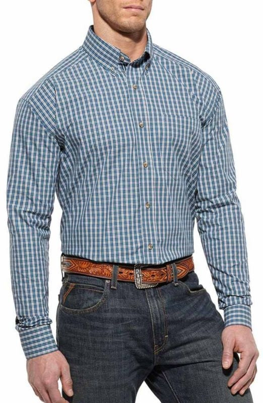 Ariat Mens Buck Ls Performance Shirt Blue Slate S