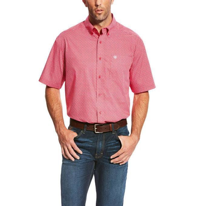 Ariat Men Lennon Ss Print Rose Red Xxl