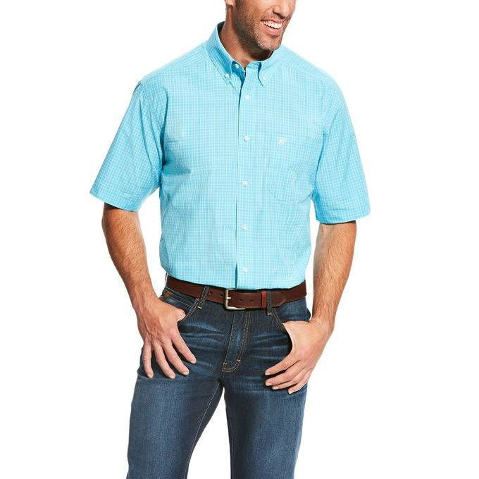 Ariat Men Leroy Ss Perf Blue Atoll Xxl