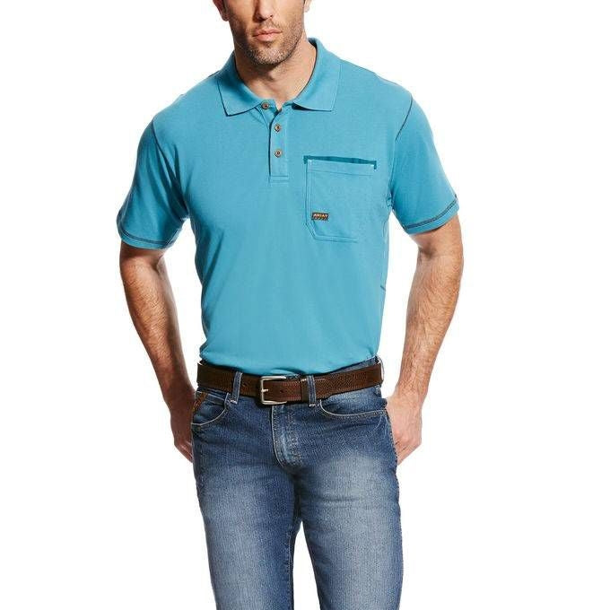 Ariat Mens Rebar Workman Polo Larkspur Medium