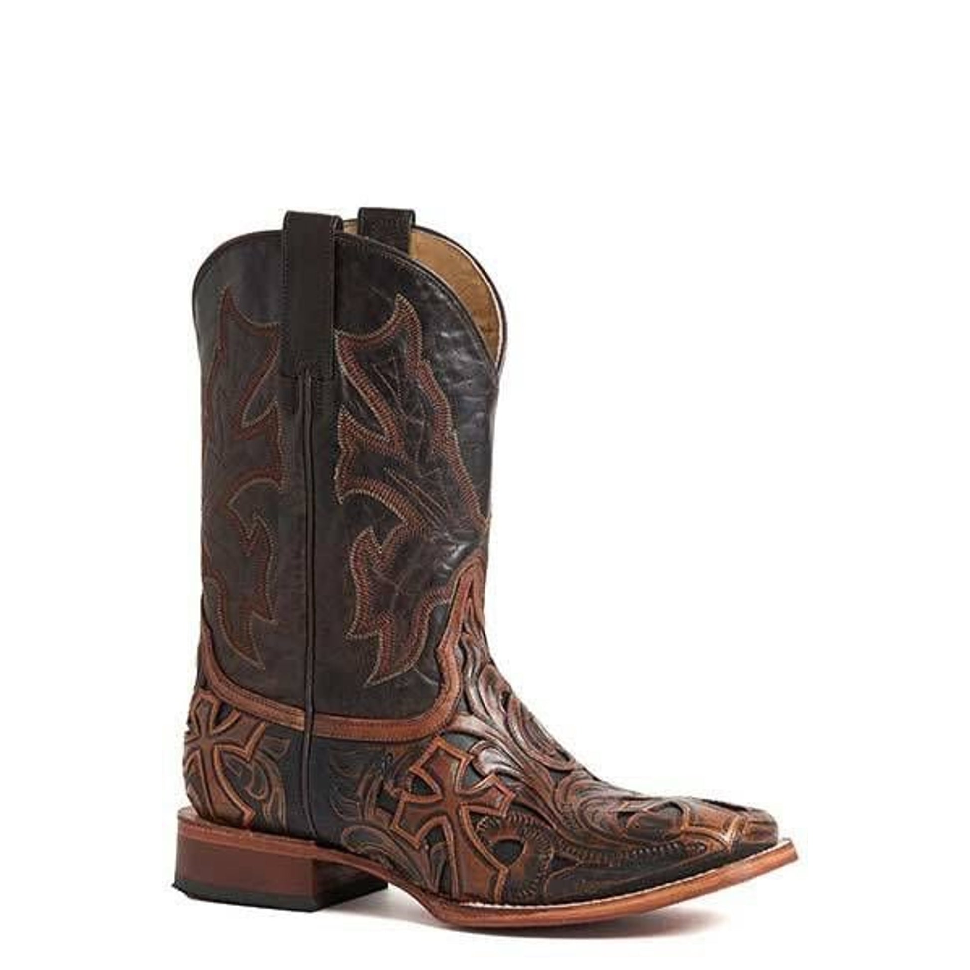 Stetson Mens Crosses Sq Toe Boots