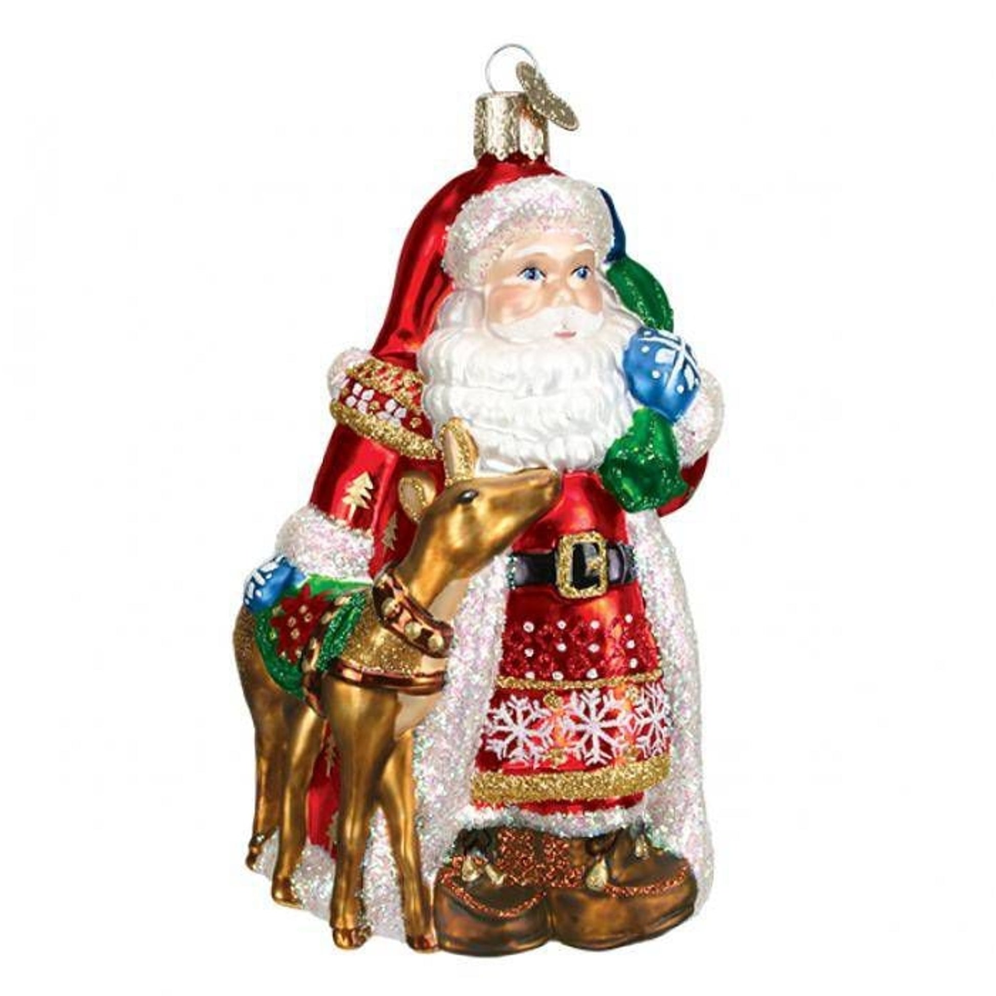 Santa & Reindeer 5.5in Ornament