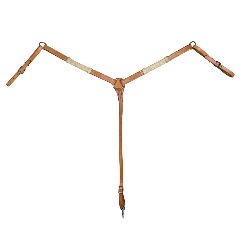 Tabelo Breast Collar with Rawhide Trim Light Oil