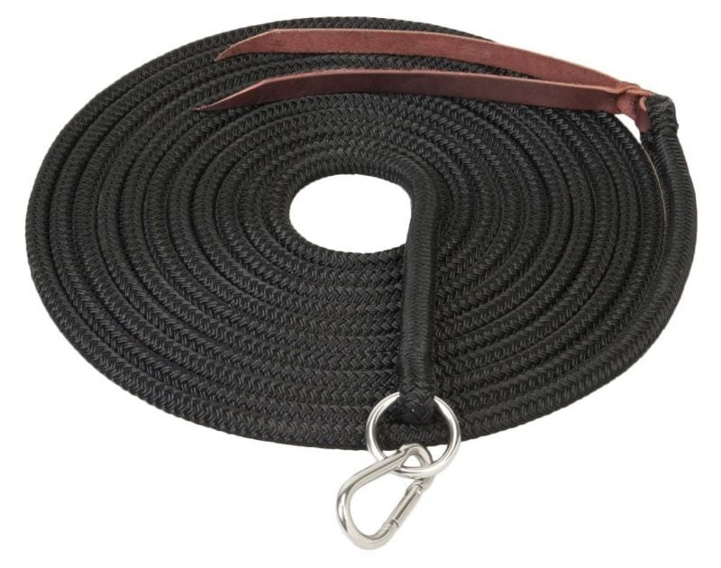 Weaver Silvertip Lunge Line/Ring/snap 3/8x22ft Bk