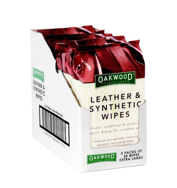 Oakwood Leather Wipes case of 7 - 20 pks
