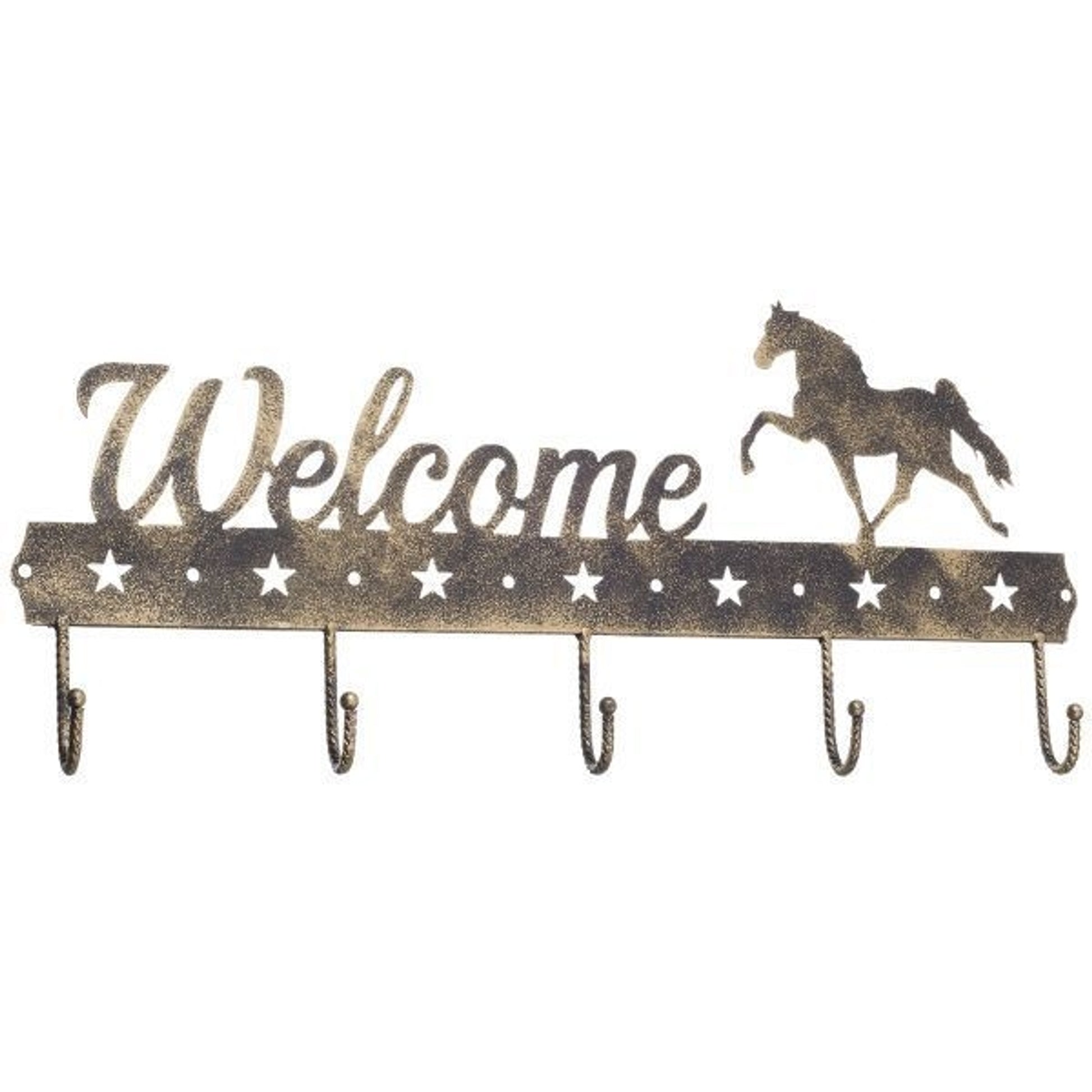 Gift Corral Welcome Sign Hook -Walking HorseBk/Wh