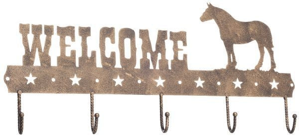 Gift Corral Welcome Sign Hook - Draft HorseBk/Wh