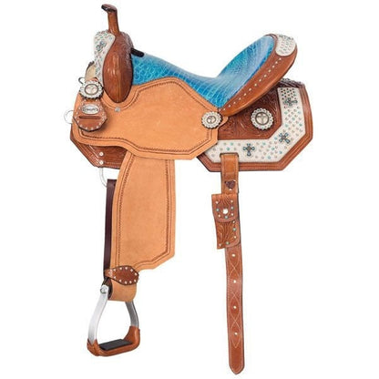 Silver Desert Hope Barrel Saddle with White Hair 15