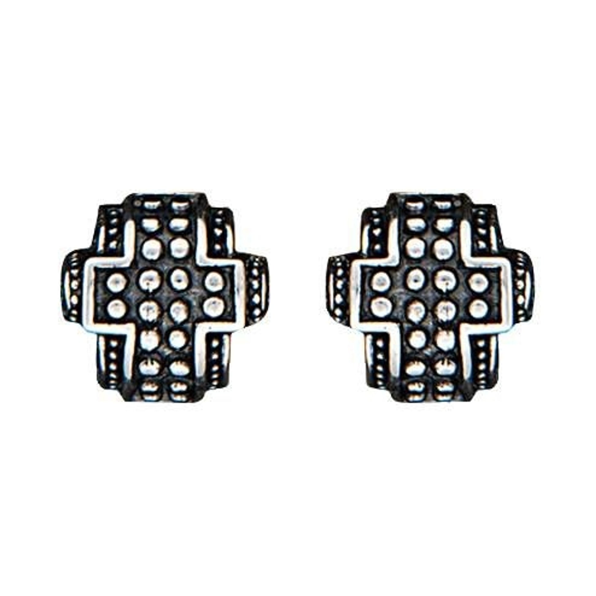 Montana Silver Half Bead Cross Earrings