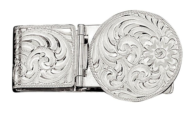 Montana Slv Engraved Hinged Money Clip 2X1.125 Slv