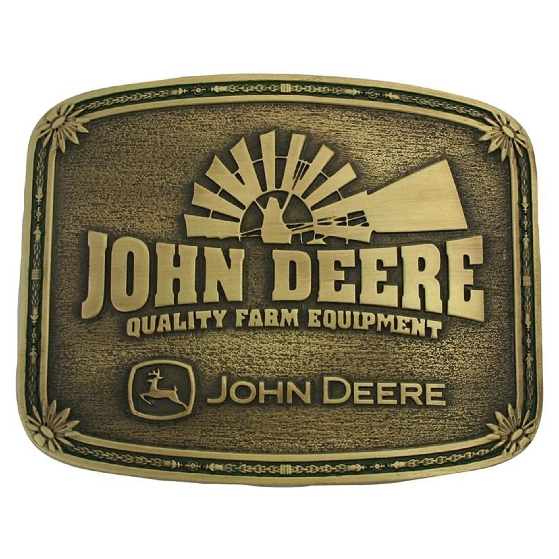 John Deere Windmill Brass Heritage Beltbuckle Brn