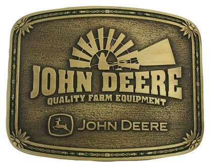 John Deere Windmill Brass Heritage Beltbuckle Brn