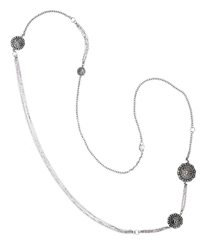 Montana Silver Longhorn Charms Rope Necklace