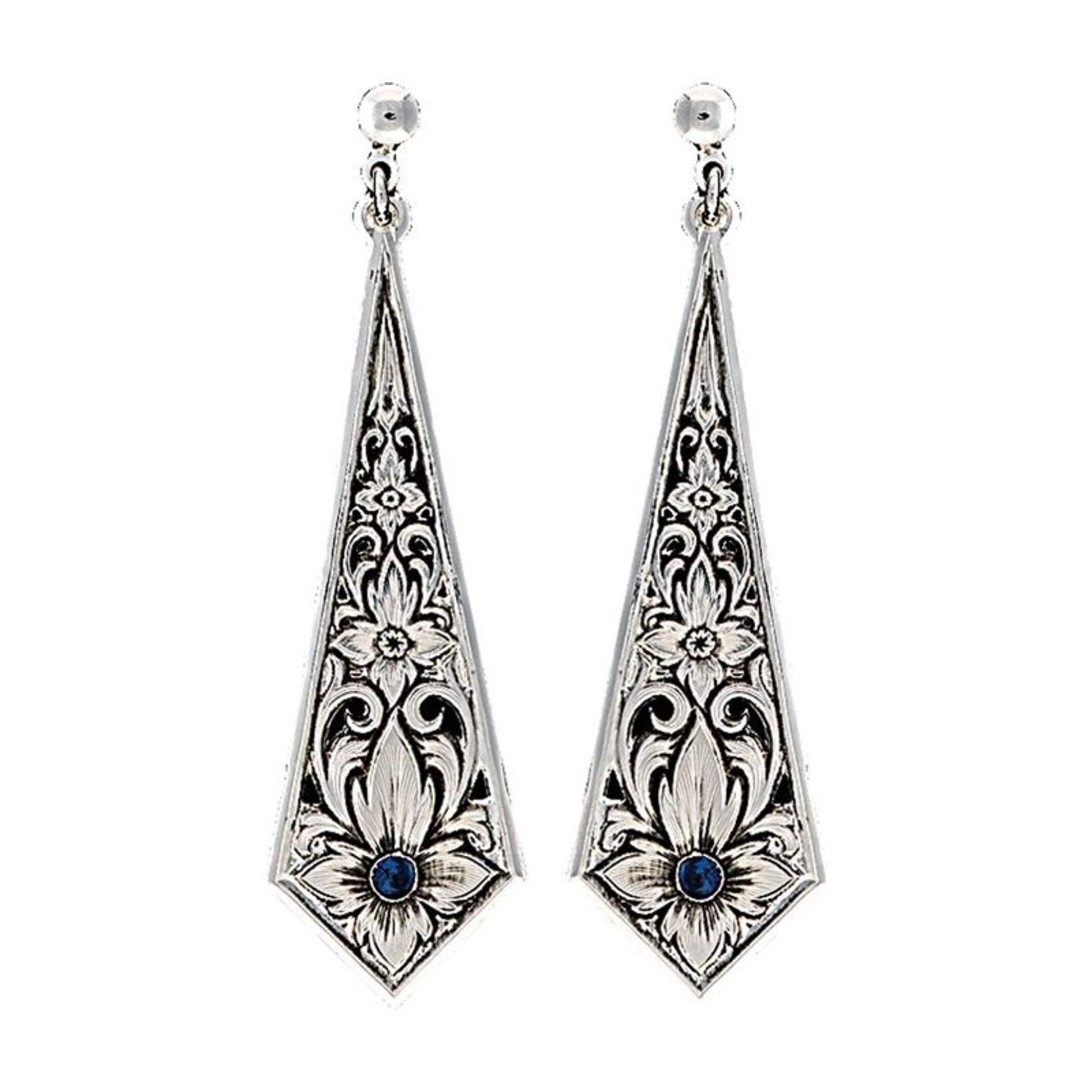 Montana True Blue Flower Filigree Dangle Earrings