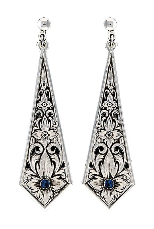 Montana True Blue Flower Filigree Dangle Earrings