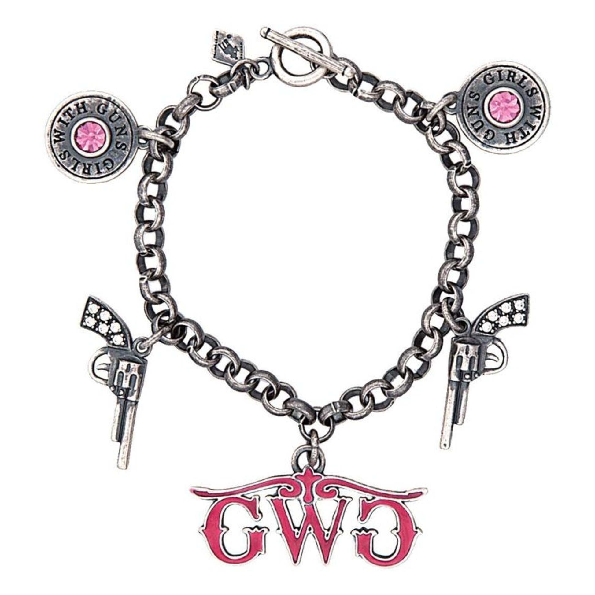 Montana Girls with Guns Bullet/Pistols Charm Bracelet