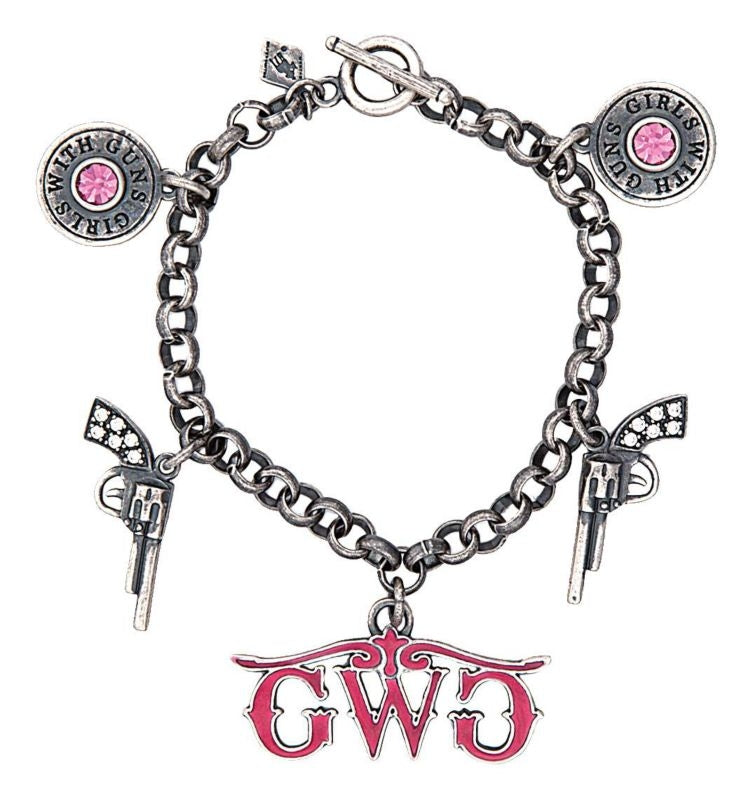 Montana Girls with Guns Bullet/Pistols Charm Bracelet