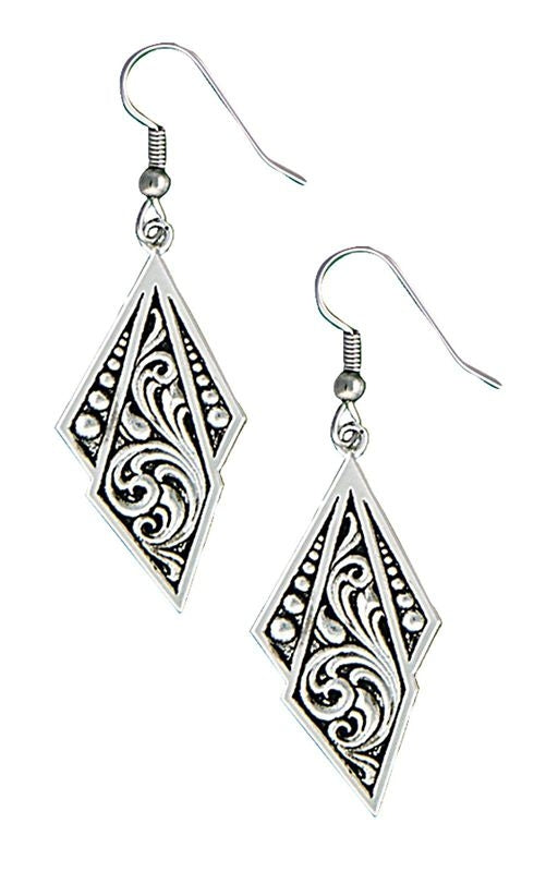 Montana Western Deco Slv Jewel Dangle Earrings Slv