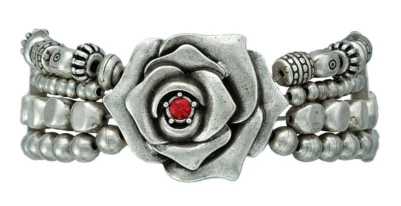 Montana Wild Red Rose Beaded Stretch Bracelet