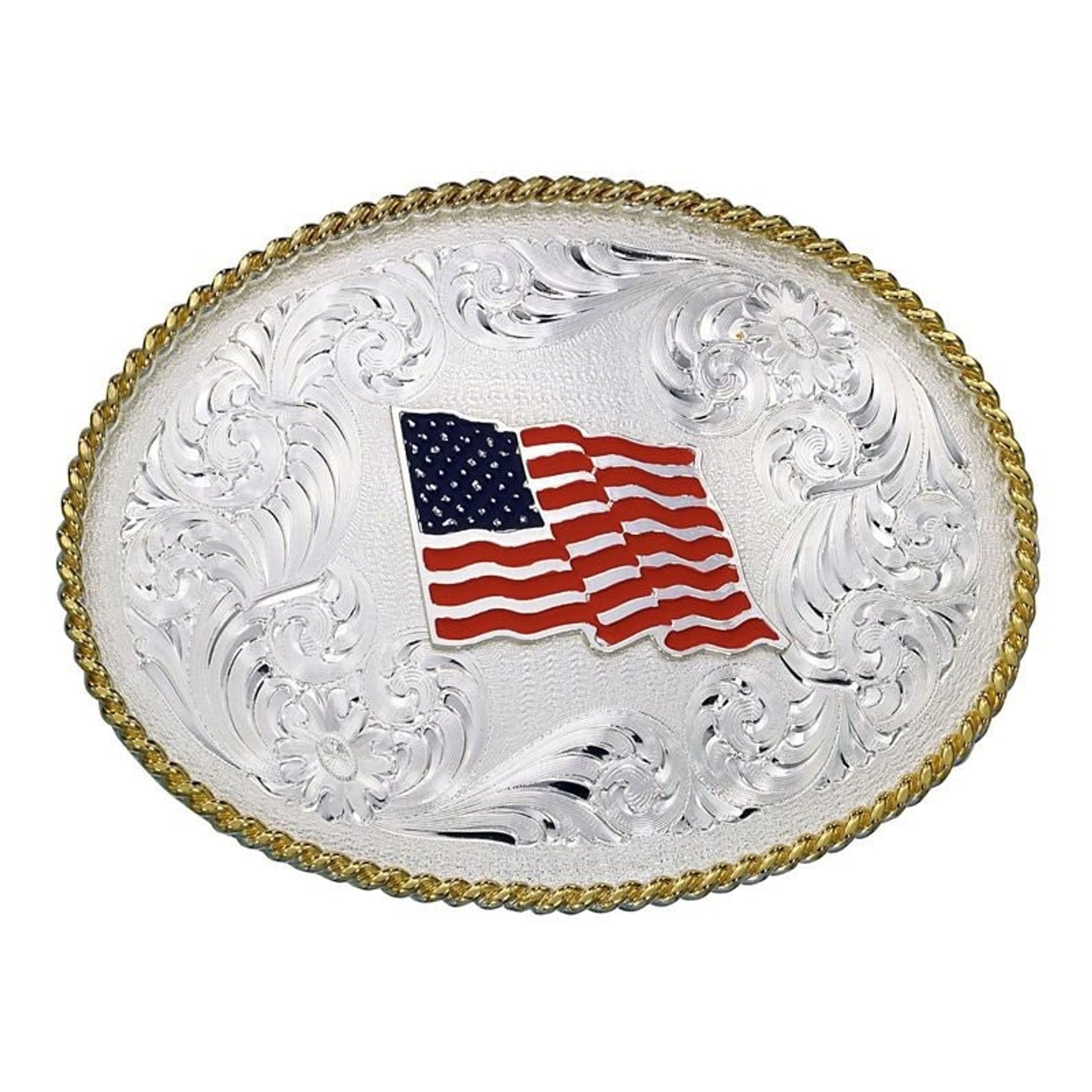 Montana 1340 Series Us Flag Western Belt Buckle