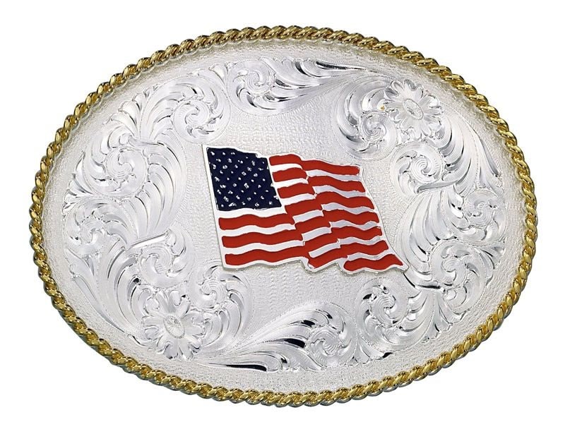 Montana 1340 Series Us Flag Western Belt Buckle