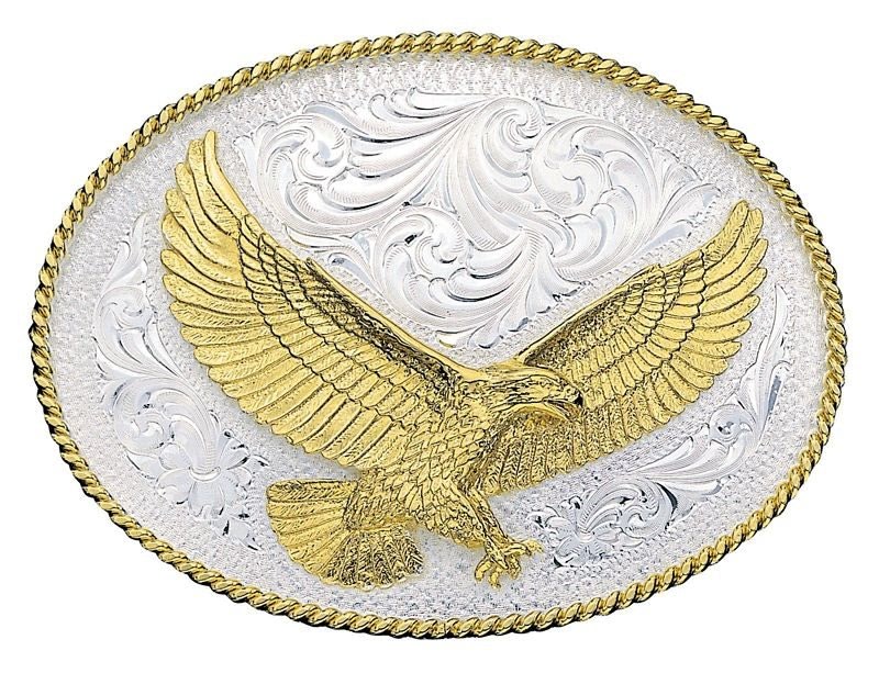 Montana Silver Engraved Western Belt Buckle 4 X 3