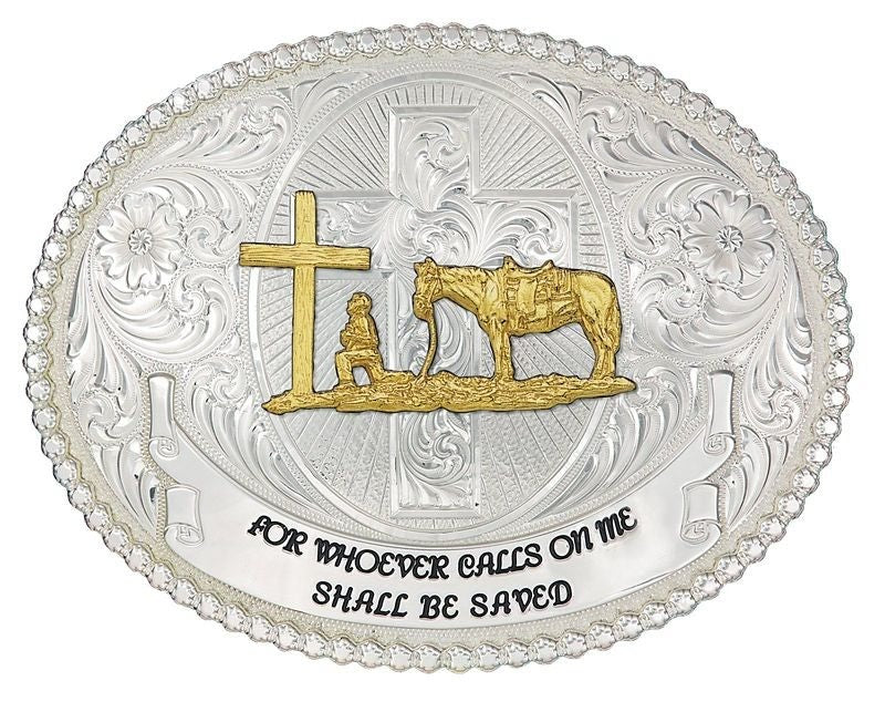 Faith/Wisdom Western Belt Buckle 5X4 Brn