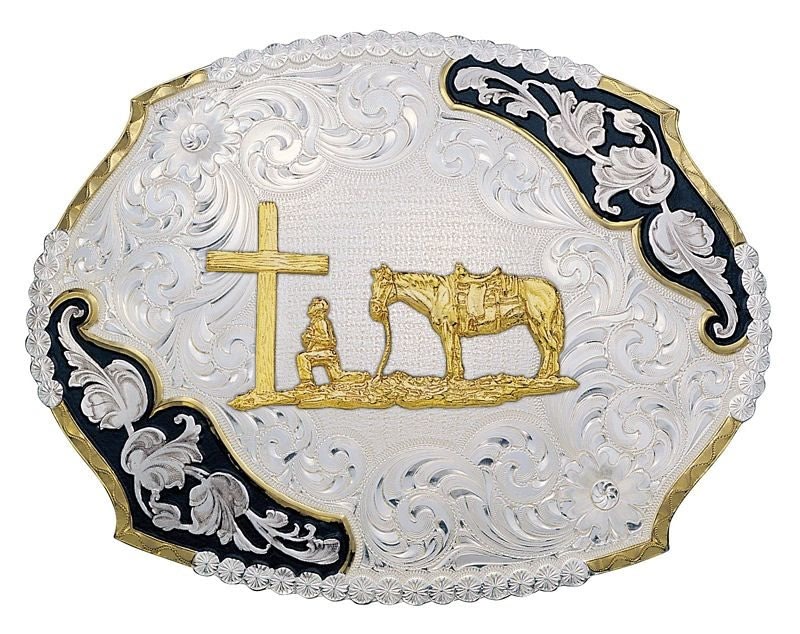 Montana Leaves Belt Buckle Christian Cowboy