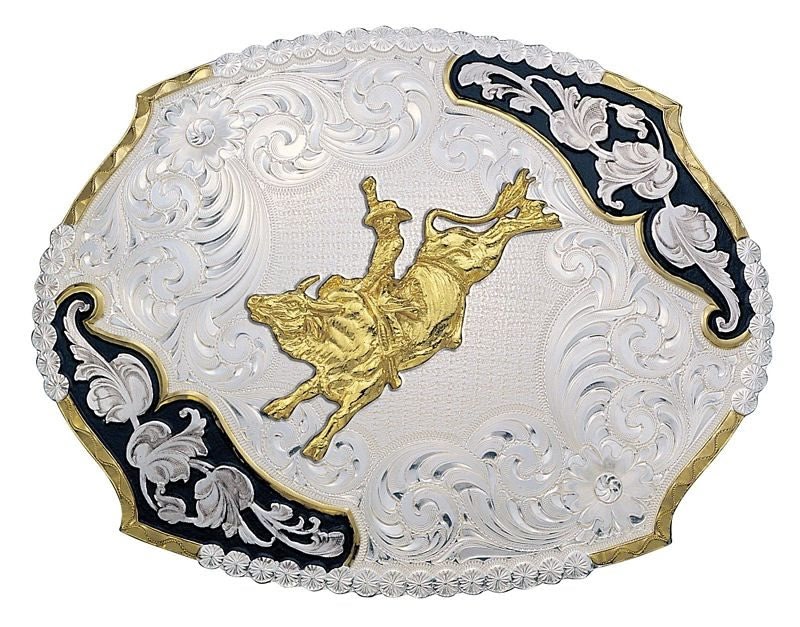 Leaves Western Belt Buckle/Bull Rider 4.75X3.75 Br