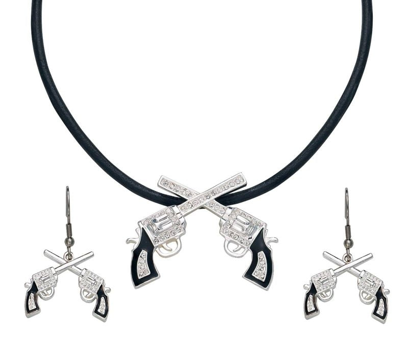 Montana Silver Crossed Pistols Jewelry Set