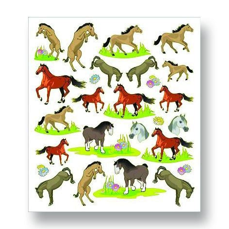 Horses And Flowers StickersBk/Wh