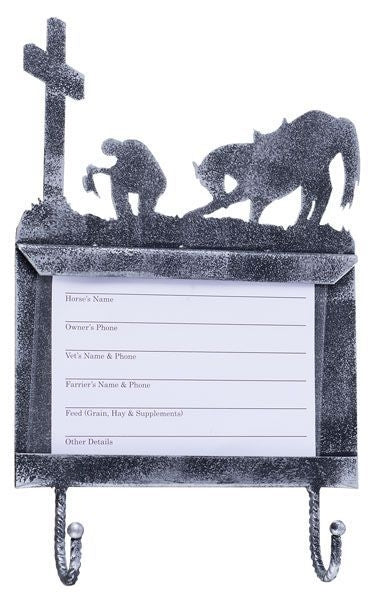 Deluxe Stall Card Holder/Hook-Western Cross Bk/Sil