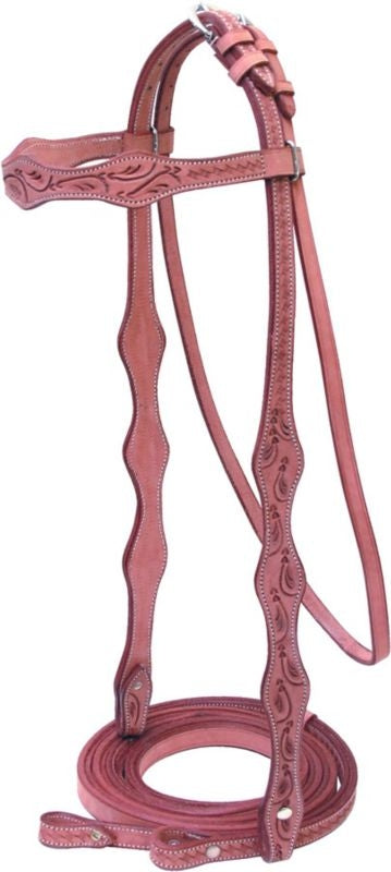 Headstall Hand Tooled With Reins Horse Brn