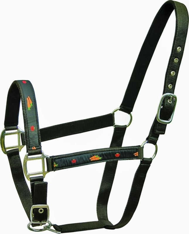 Abetta Carrot/Apple Trim Nylon Halter Horse Black