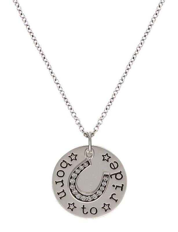 Montana Cowgirl Coin Charm Born to Ride Necklace