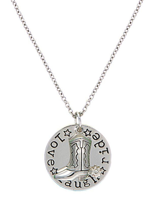 Montana Cowgirl Charm Love Laugh Ride Necklace