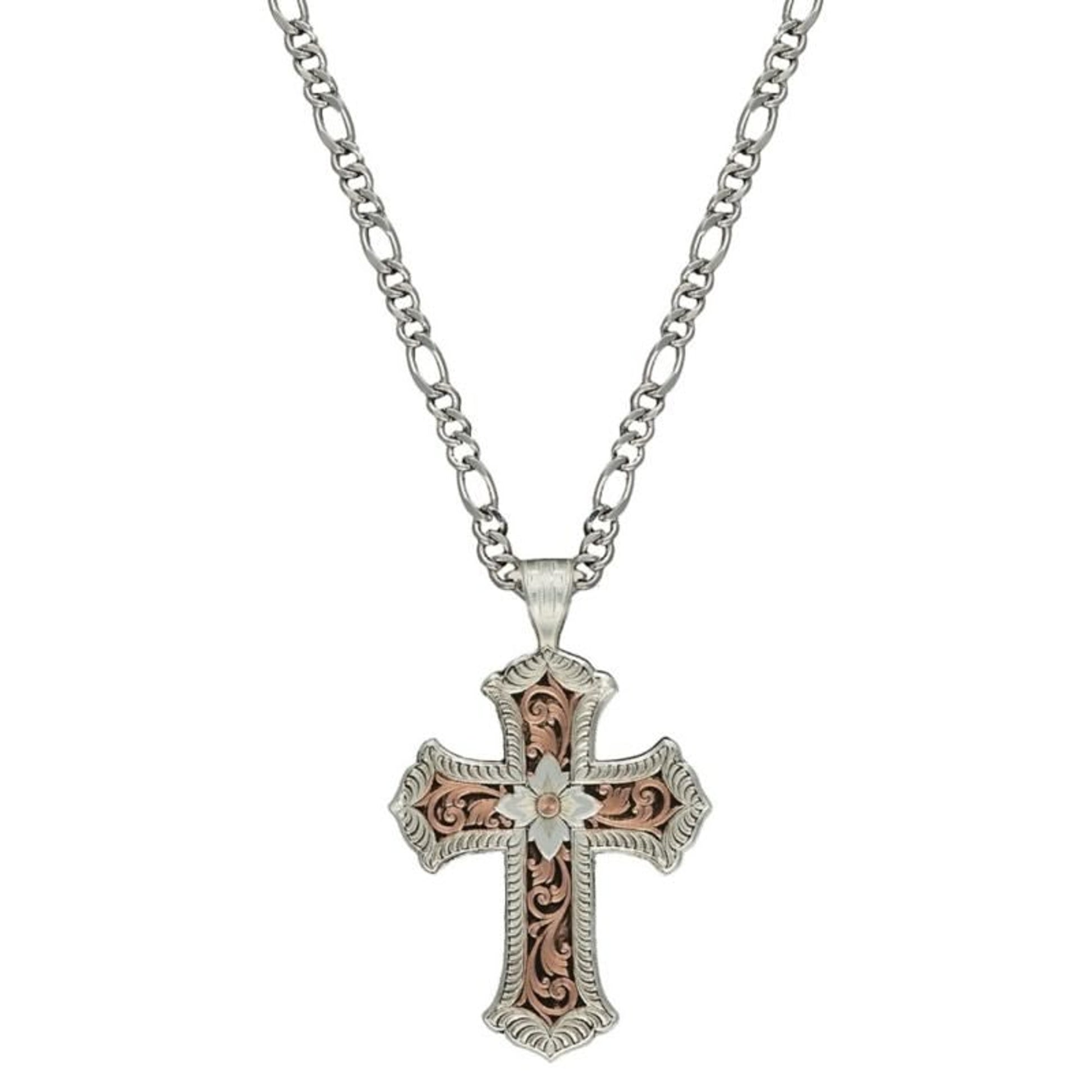 Montana Rose Gold Scalloped Cross Necklace