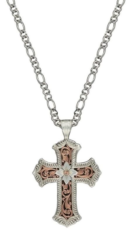 Montana Rose Gold Scalloped Cross Necklace