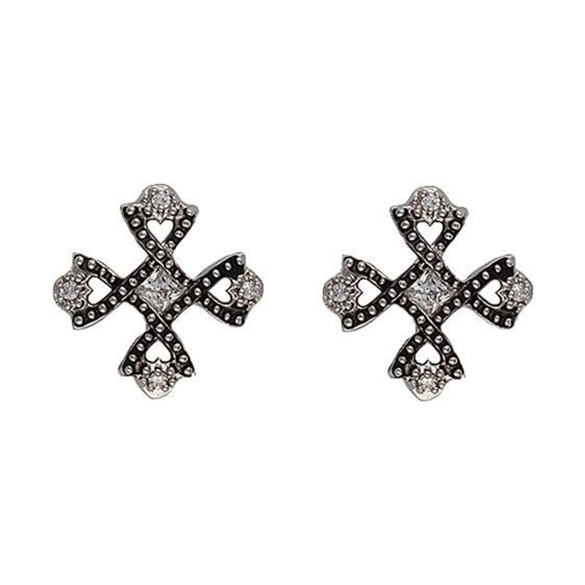 Montana Antiq Crystal Braided Cross Earrings