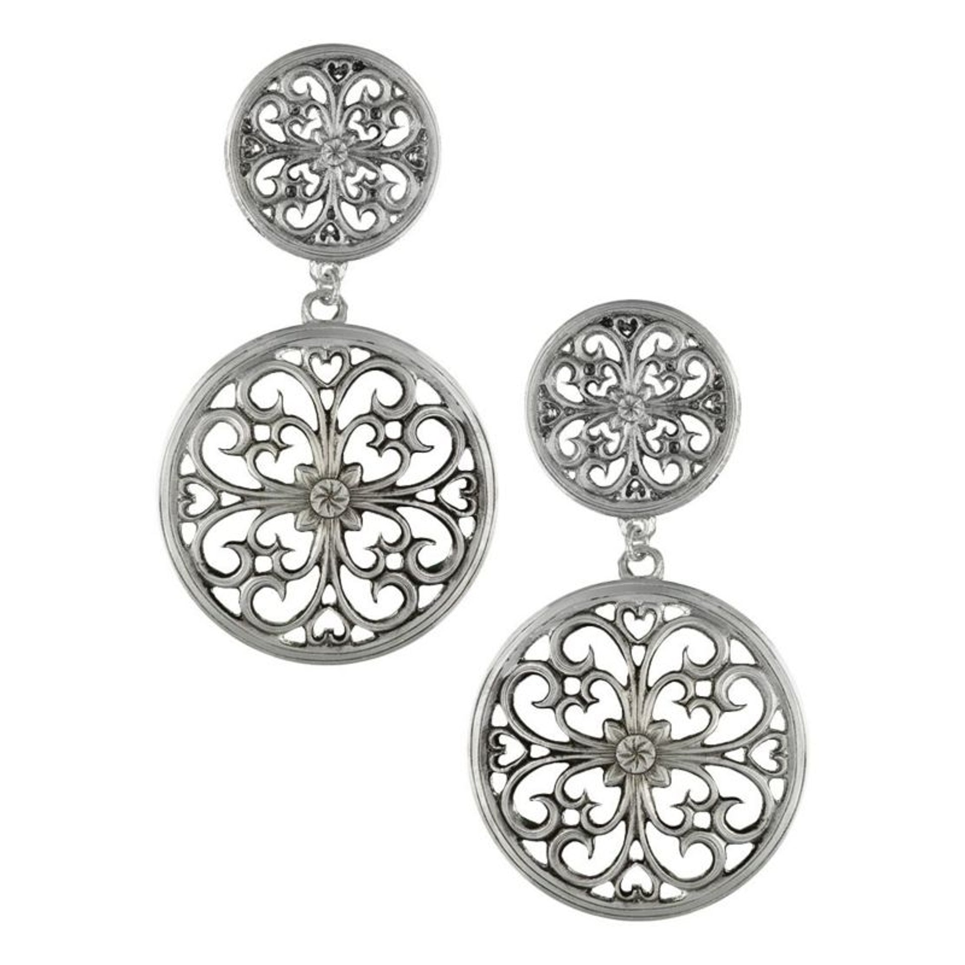Montana Floral Lattice Dual Circle Drop Earrings