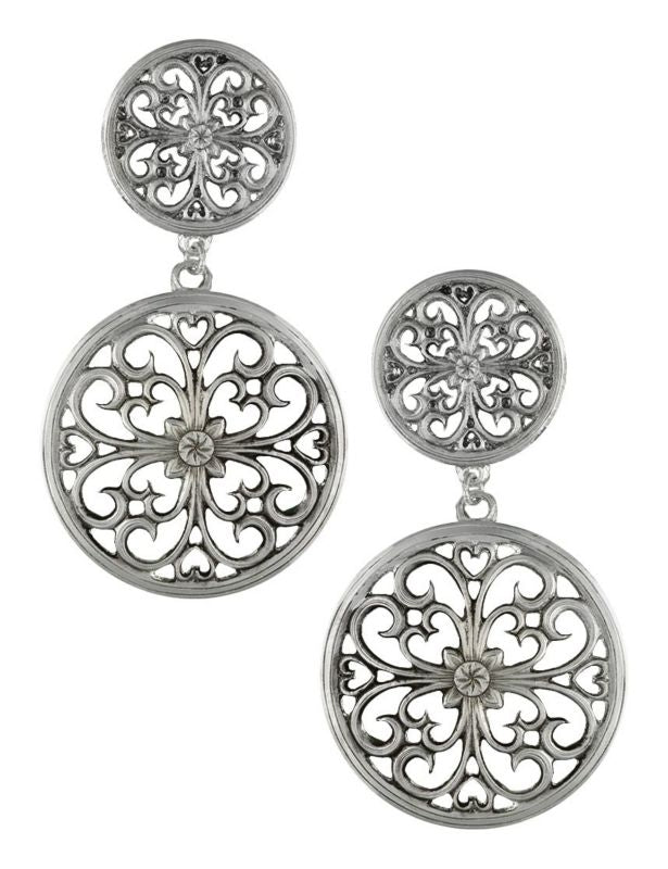 Montana Floral Lattice Dual Circle Drop Earrings