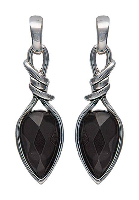 Montana Bittersweet Barbed Wire Pear Onyx Earrings