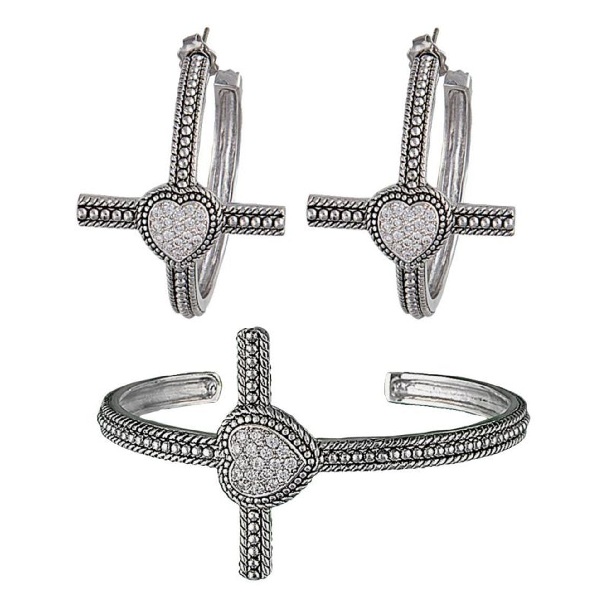 Montana Faiths Heart Cross Bracelet Jewelry Set
