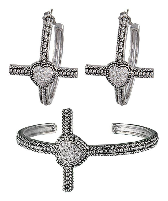 Montana Faiths Heart Cross Bracelet Jewelry Set
