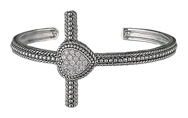 Montana Silver Faiths Heart Cross Cuff Bracelet
