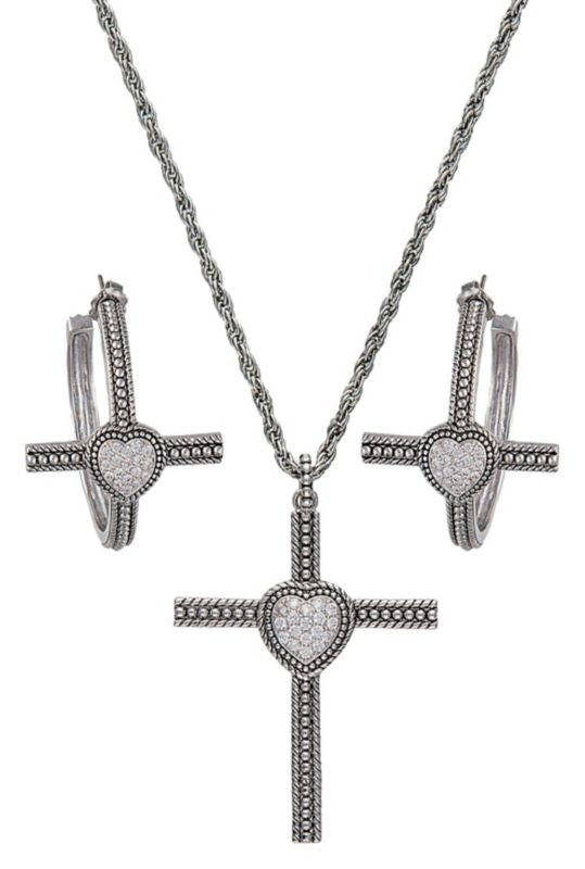 Montana Silver Faiths Heart Cross Jewelry Set