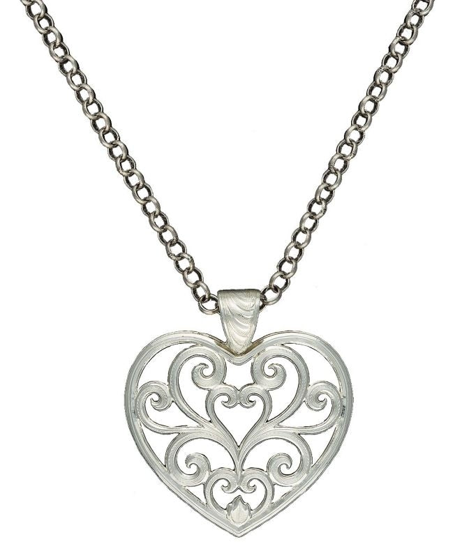 Montana Hearts Flame Lattice Necklace Silver