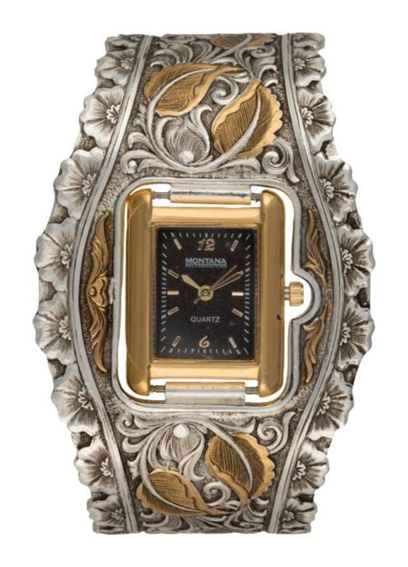 Montana Ladies Heirloom Gold Leaf Cuff Watch
