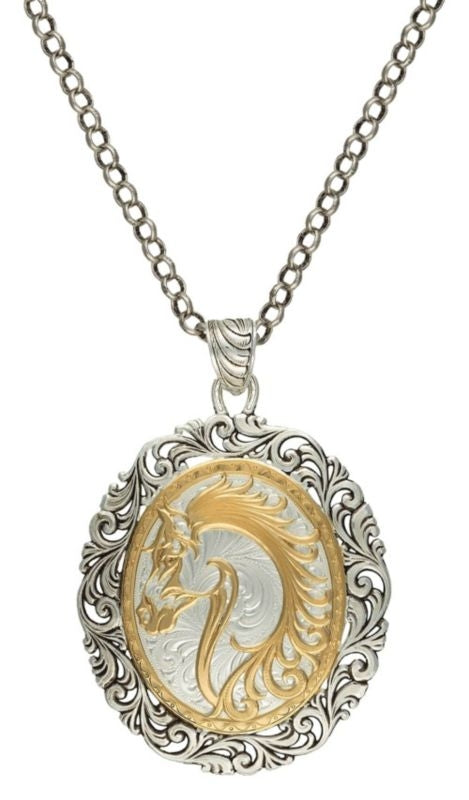 Montana Portrait of Cowgirl Love Pendant Necklace