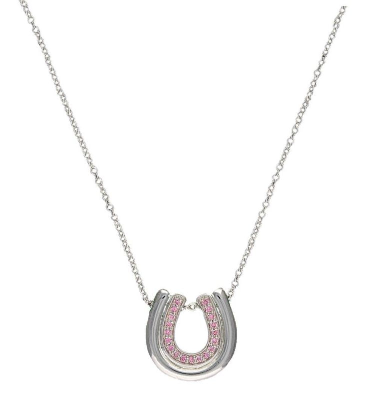 Montana Silver/Pink Nested Horseshoes Necklace